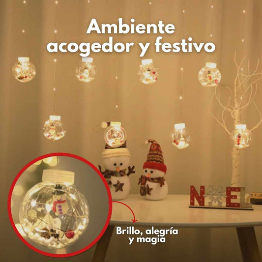 🎄CORTINA DE LUCES ESFERAS NAVIDEÑAS🎄